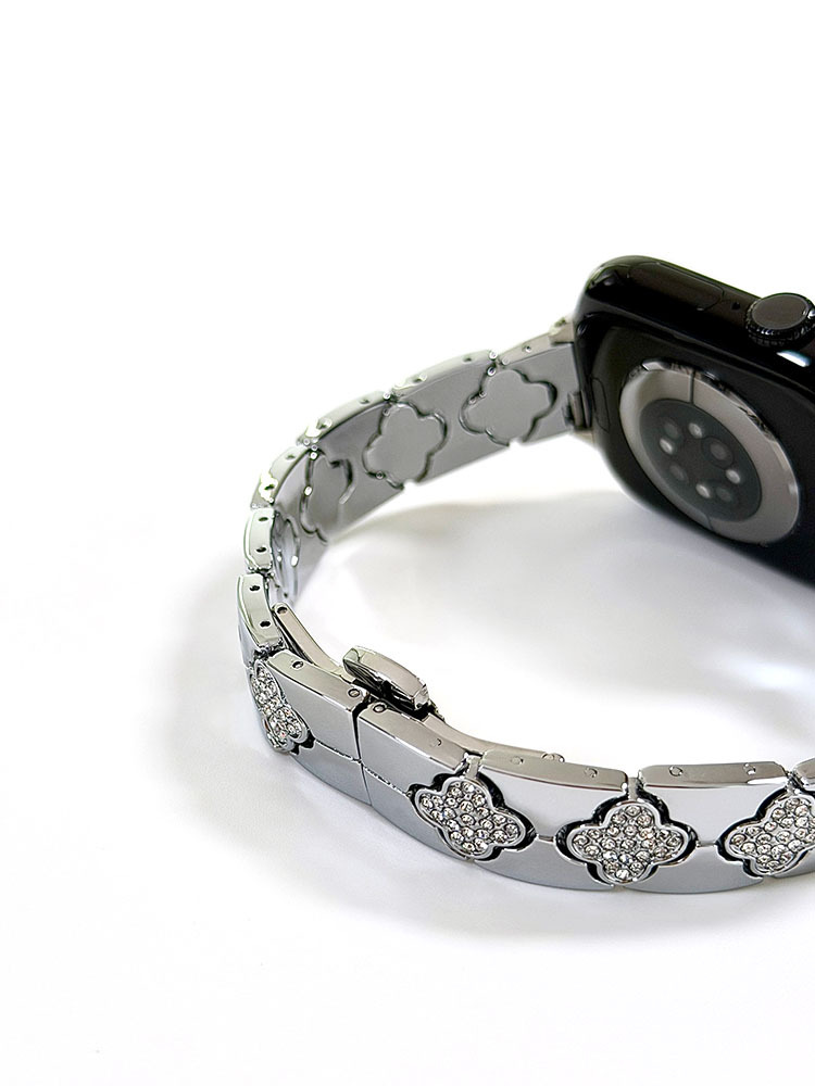 Elegant Clover Rhinestone Metal Band for Apple Watch