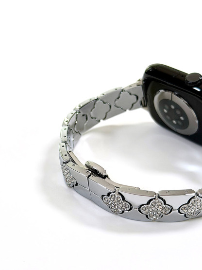 Elegant Clover Rhinestone Metal Band for Apple Watch