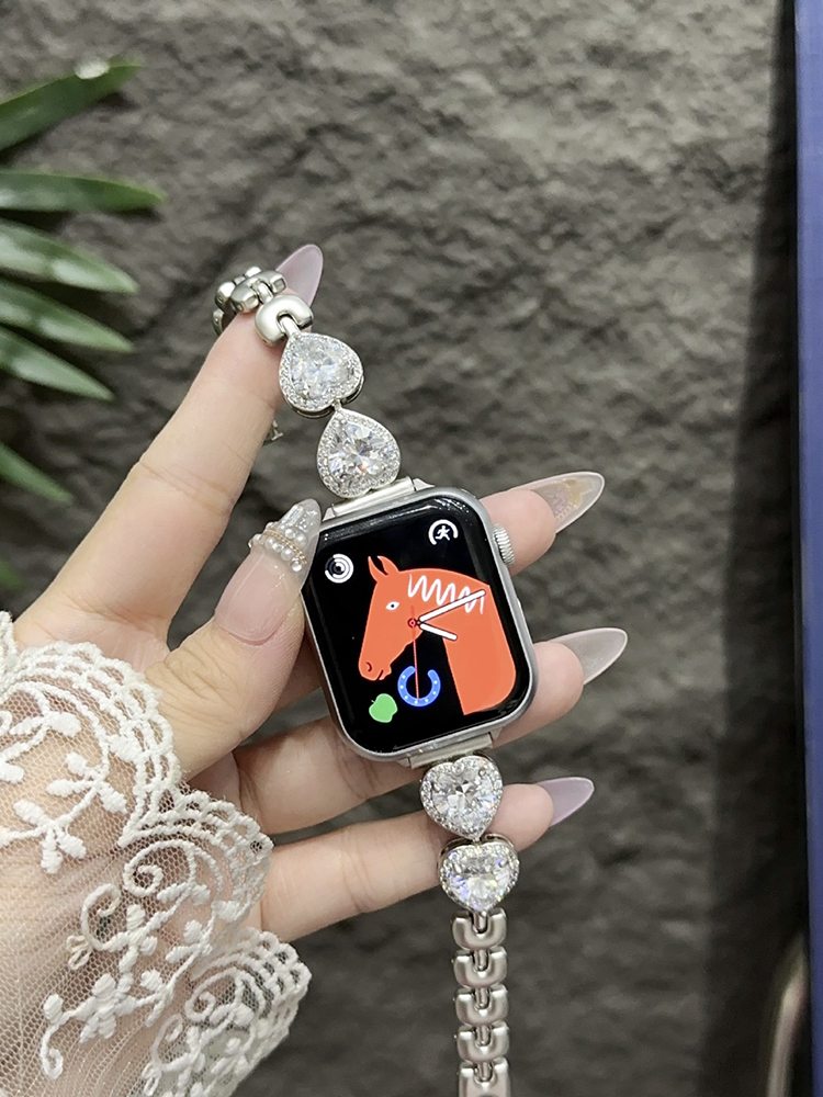 Full Diamond Heart Shaped Zircon Stainless Steel Band