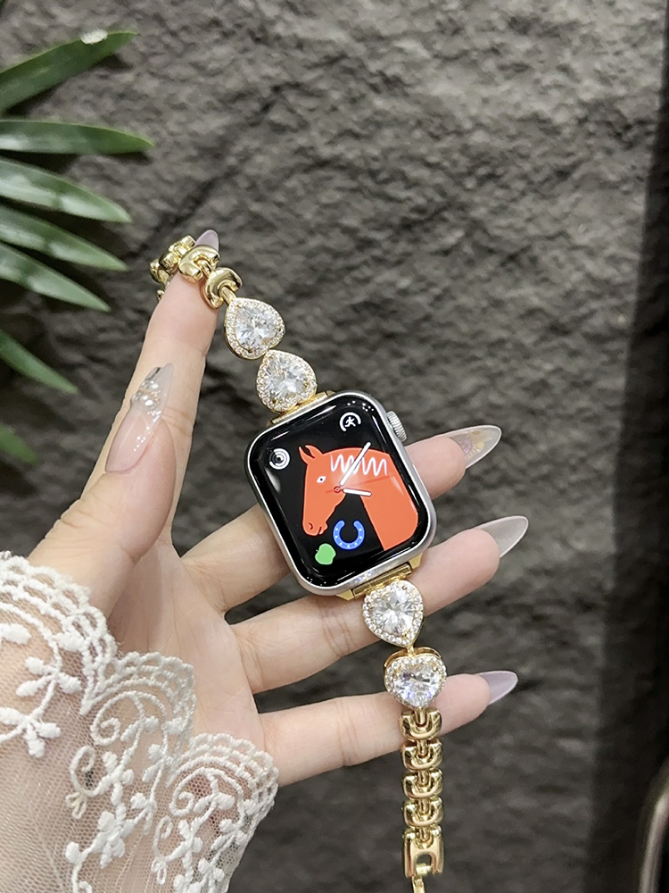 Full Diamond Heart Shaped Zircon Stainless Steel Band