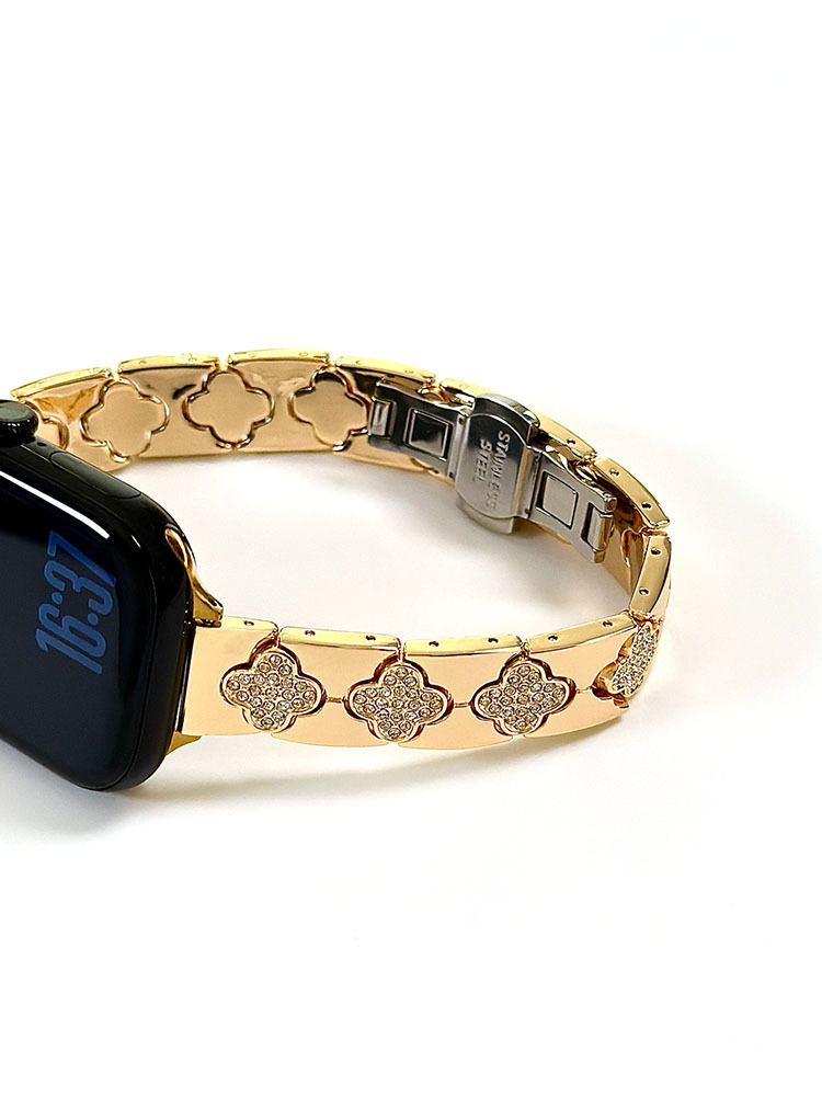 Elegant Clover Rhinestone Metal Band for Apple Watch