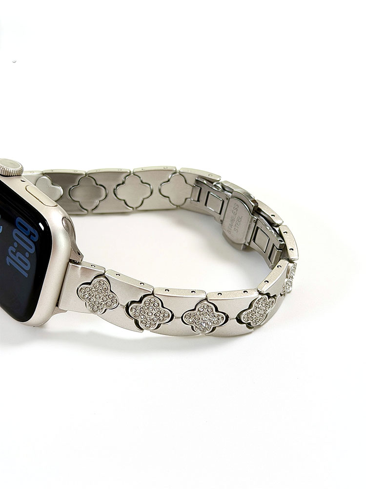 Elegant Clover Rhinestone Metal Band for Apple Watch