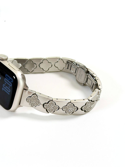 Elegant Clover Rhinestone Metal Band for Apple Watch