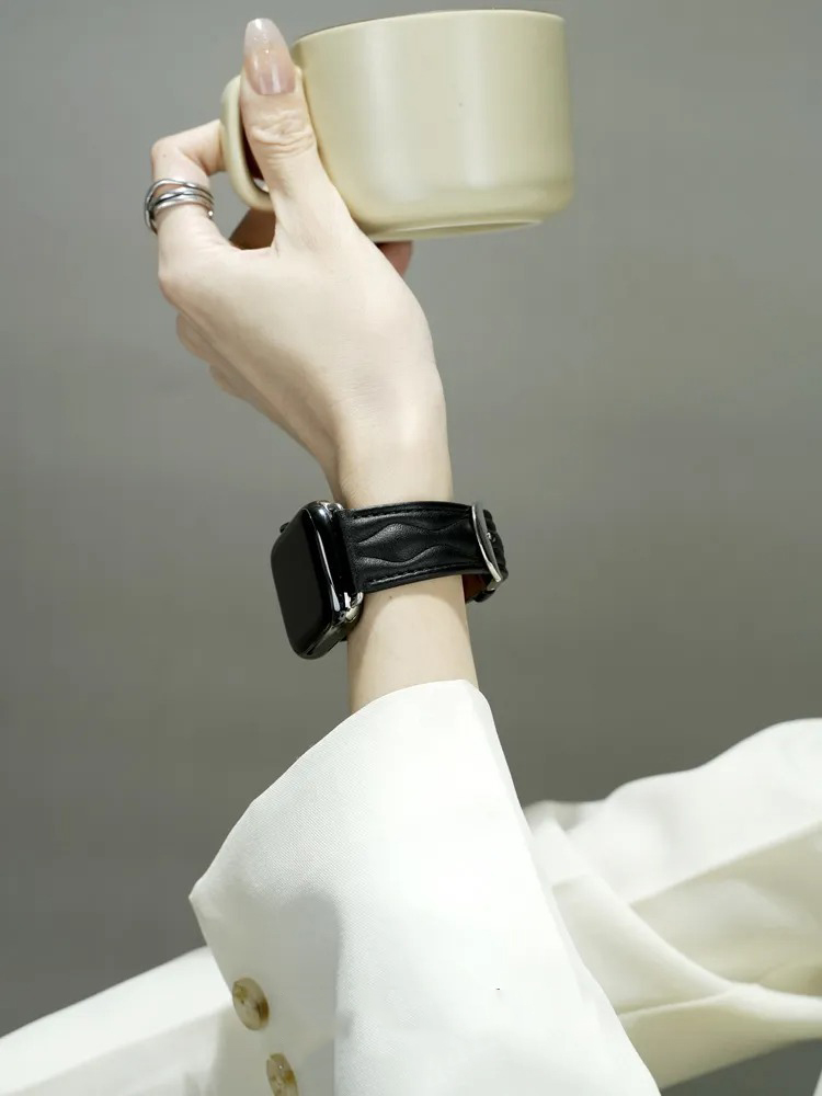 Double Wavy Stripe Leather Band for Apple Watch