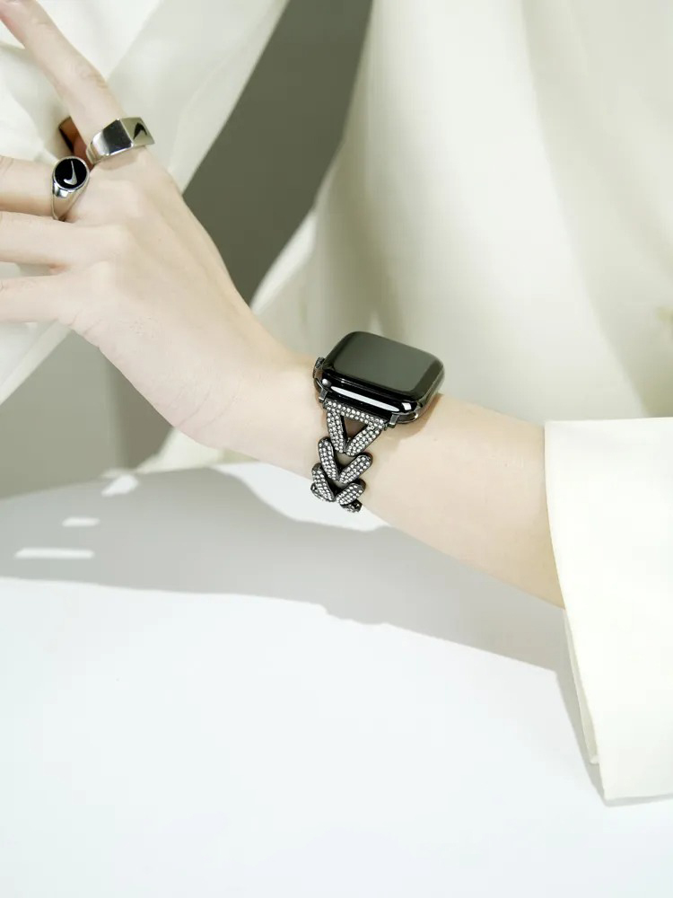 Hollow Heart Design Rhinestone Inlay Band for Apple Watch