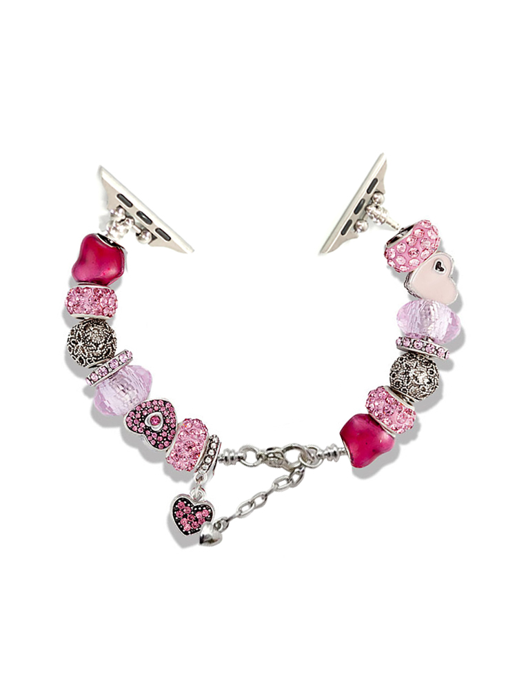 Pink Love Pendant Crystal Beaded Band