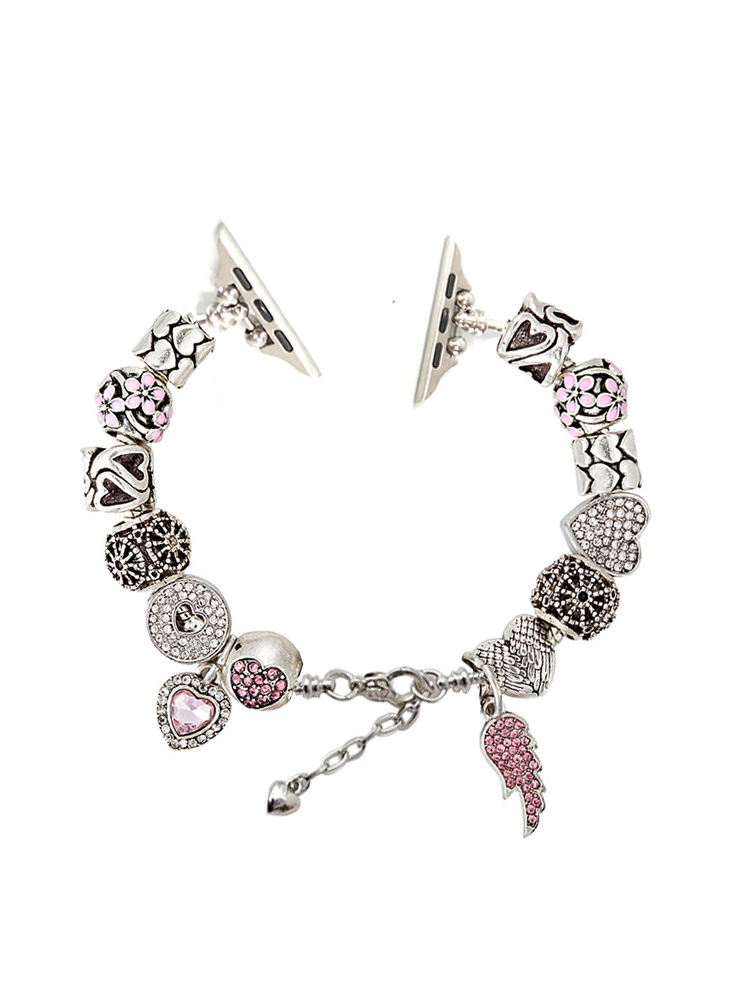 Pink Love Wings Crystal Beaded Band