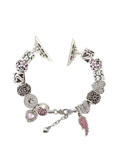 Pink Love Wings Crystal Beaded Band