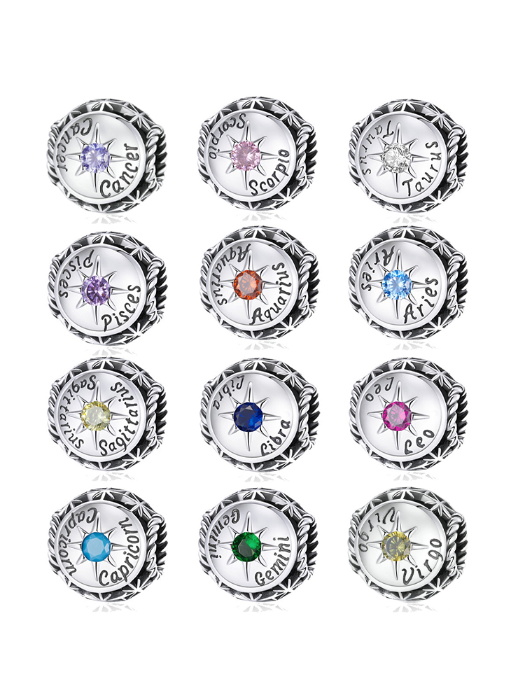 Constellation Birthstone 925 Sterling Silver Beads