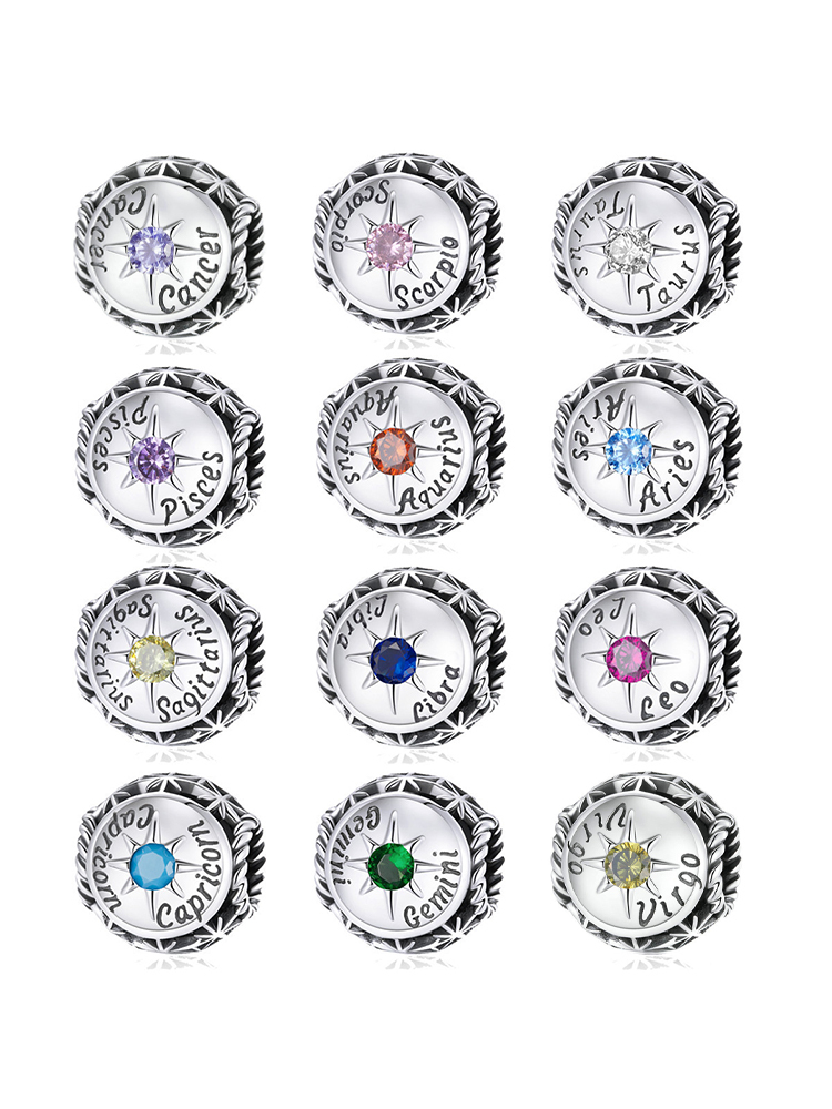 Constellation Birthstone 925 Sterling Silver Beads