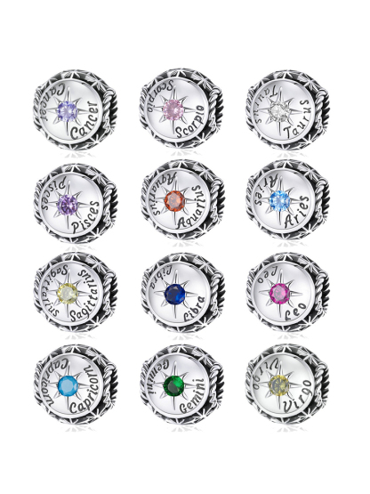 Constellation Birthstone 925 Sterling Silver Beads
