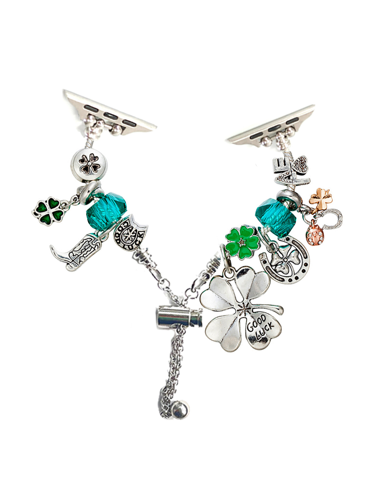 Good Luck Clover Crystal Beaded Band