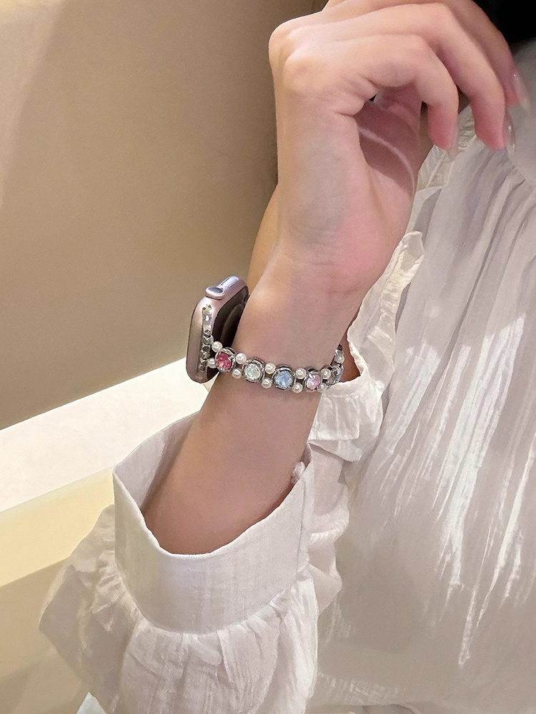 Colored Zircon Chain Stainless Steel Band