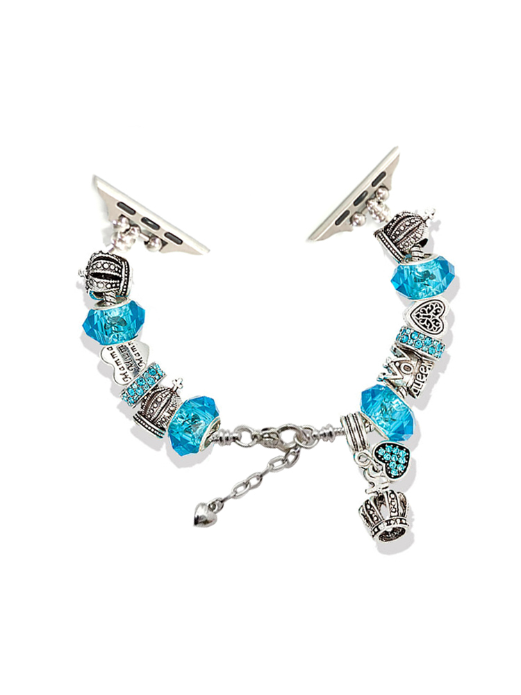 Crown and Love Pendant Crystal Beaded Band