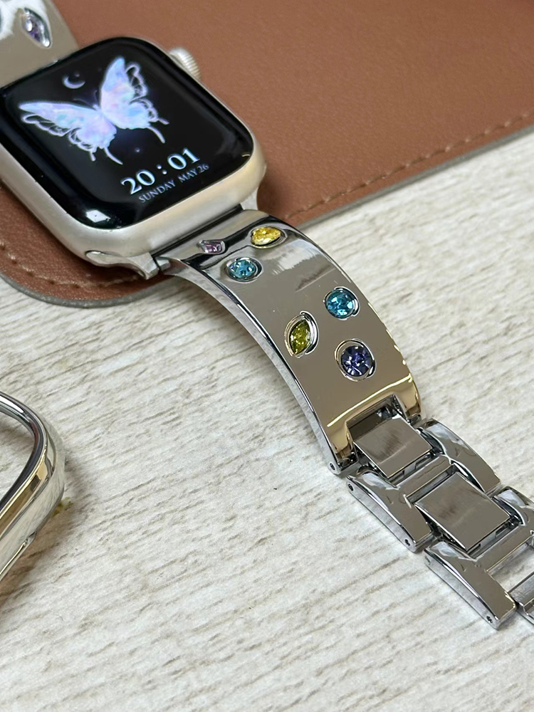 Five-color Zircon Bracelet Stainless Steel Band