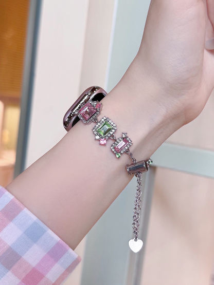 Candy Zircon Chain Stainless Steel Band