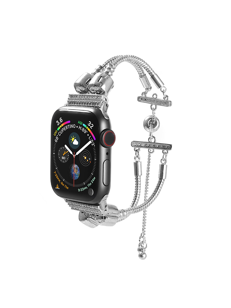 Double Row Beaded Bracelet Stainless Steel Band