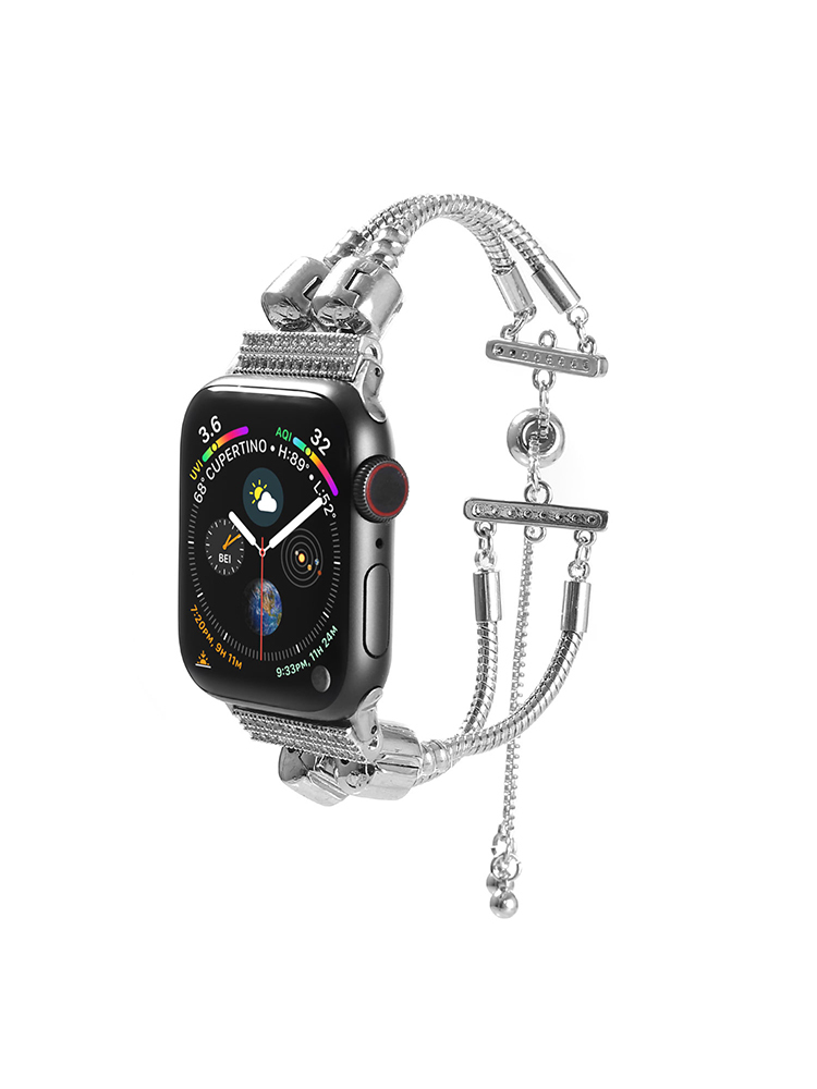 Double Row Beaded Bracelet Stainless Steel Band