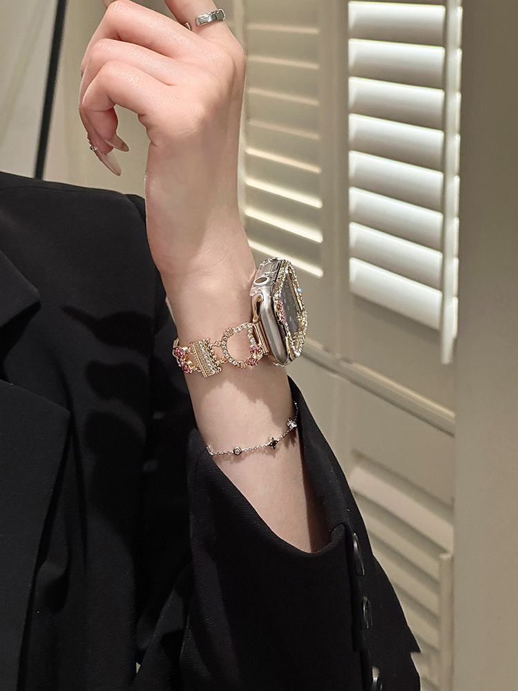 Diamond-encrusted Kitty Stainless Steel Band