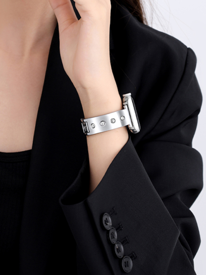 Screw with Rhinestones Bracelet Stainless Steel Band