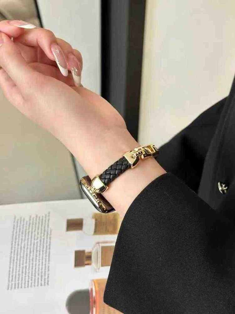 Braided Leather with Stainless Steel Band