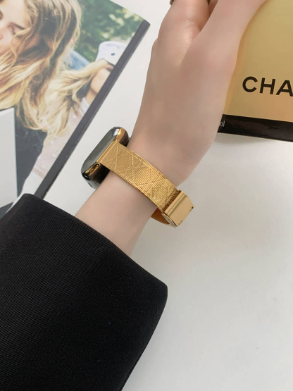 Diamond Pattern Shiny Stainless Steel Band