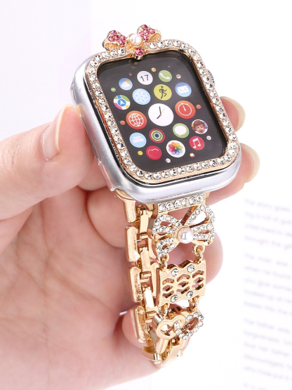 Diamond-encrusted Bow Stainless Steel Band