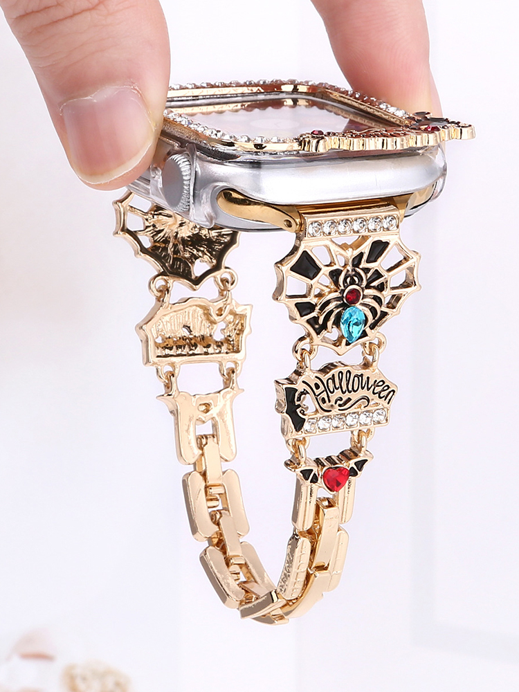 Diamond-encrusted Halloween Stainless Steel Band