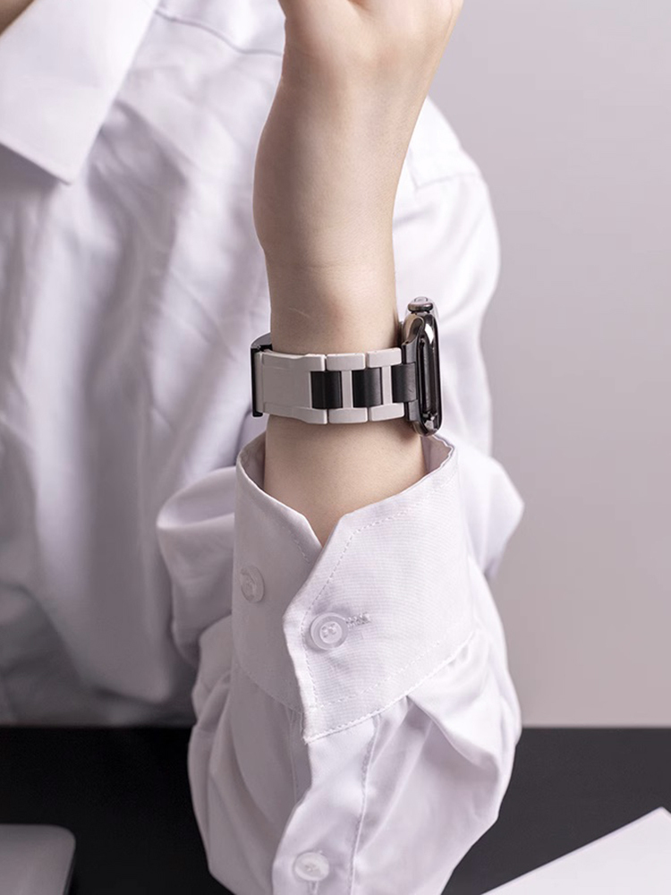 3 Link Two-tone Stainless Steel and Silicone Band