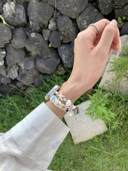 Handmade Double Chain Natural Shell Band