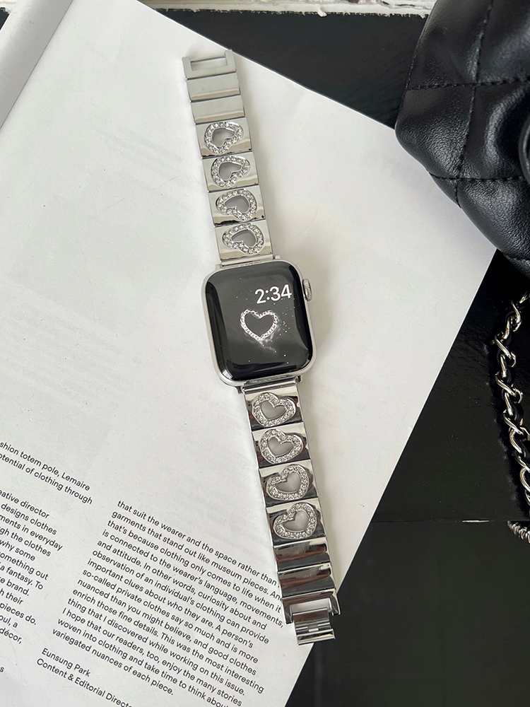 Heart with Diamond Hollow Stainless Steel Band