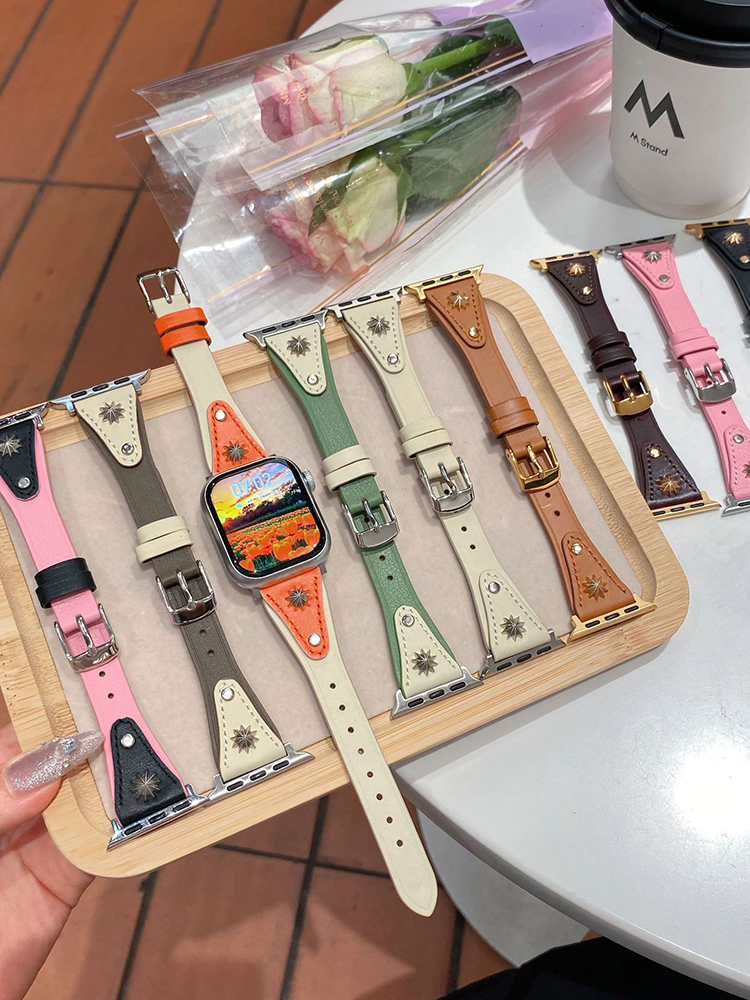 Ten-pointed Star Rivet Curve Leather Band