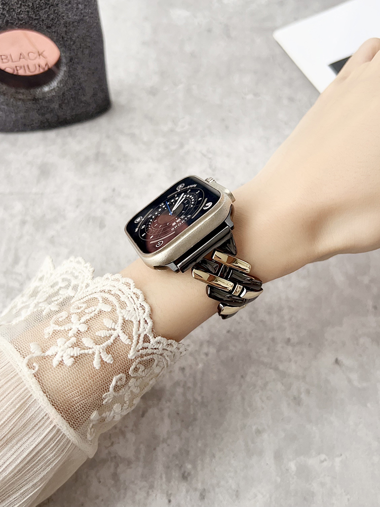 H Letter Two-color Mixed Stitching Stainless Steel Band