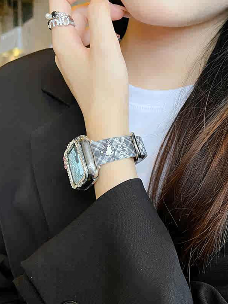 Plaid Kitty Graffiti Leather Band