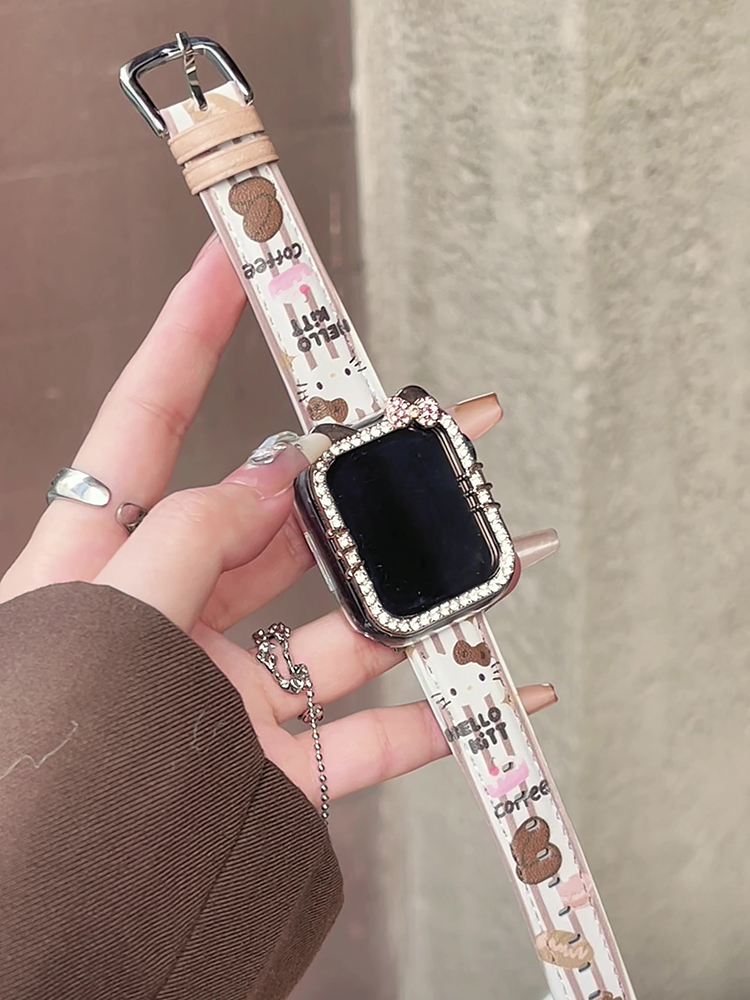 Coffee Kitty Graffiti Leather Band