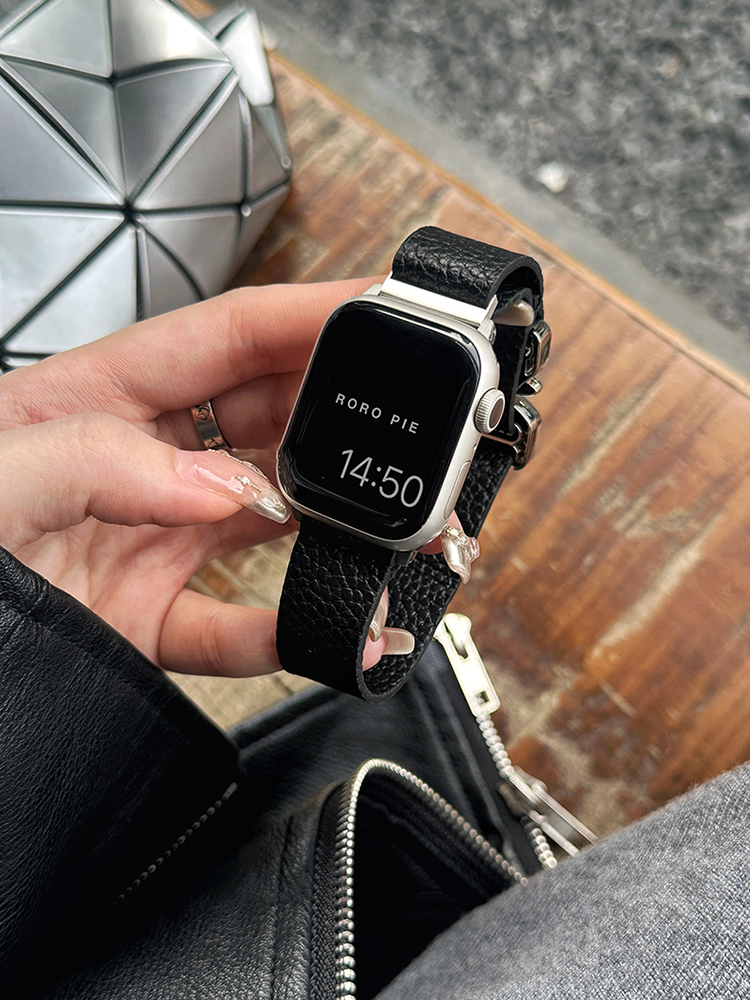 Quick Release Buckle Lychee Pattern Leather Band