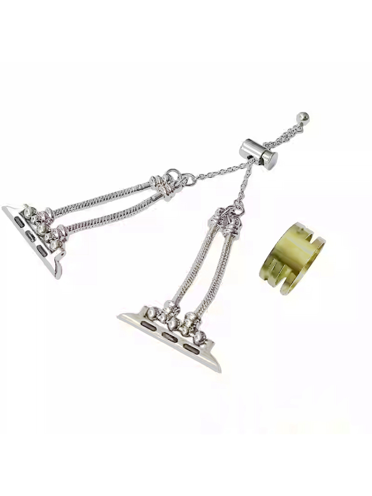 Double Chain Beaded Bracelet Stainless Steel Apple Watch Band - Tatanband