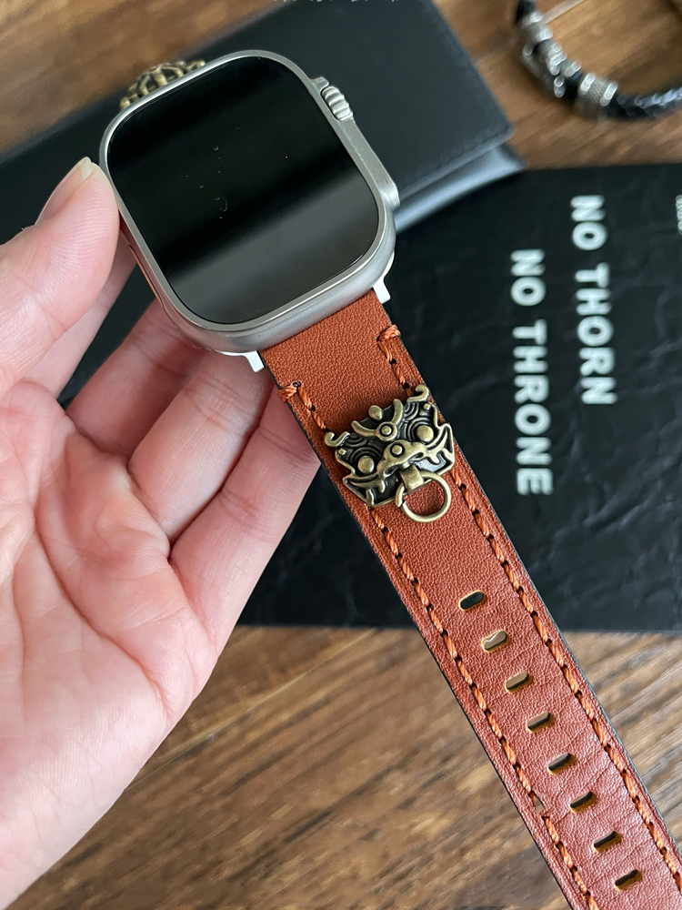 Bronze Lion Leather Band