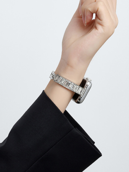 Square Zircon Bracelet Stainless Steel Band