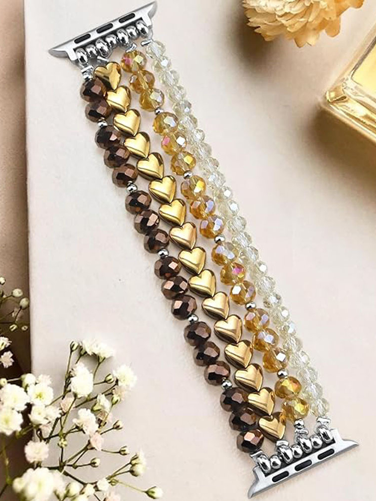 4 Chain Hand-woven Pearls with Natural Stones Band