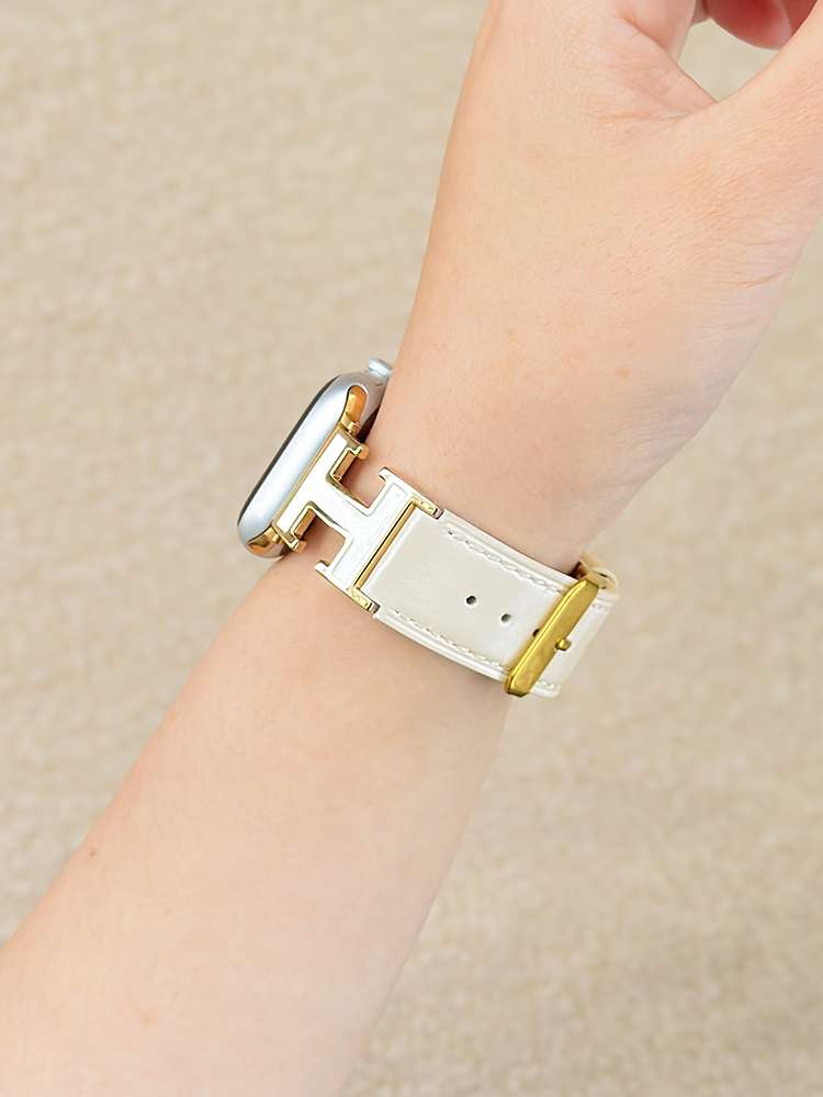 H Letter Buckle Leather Band