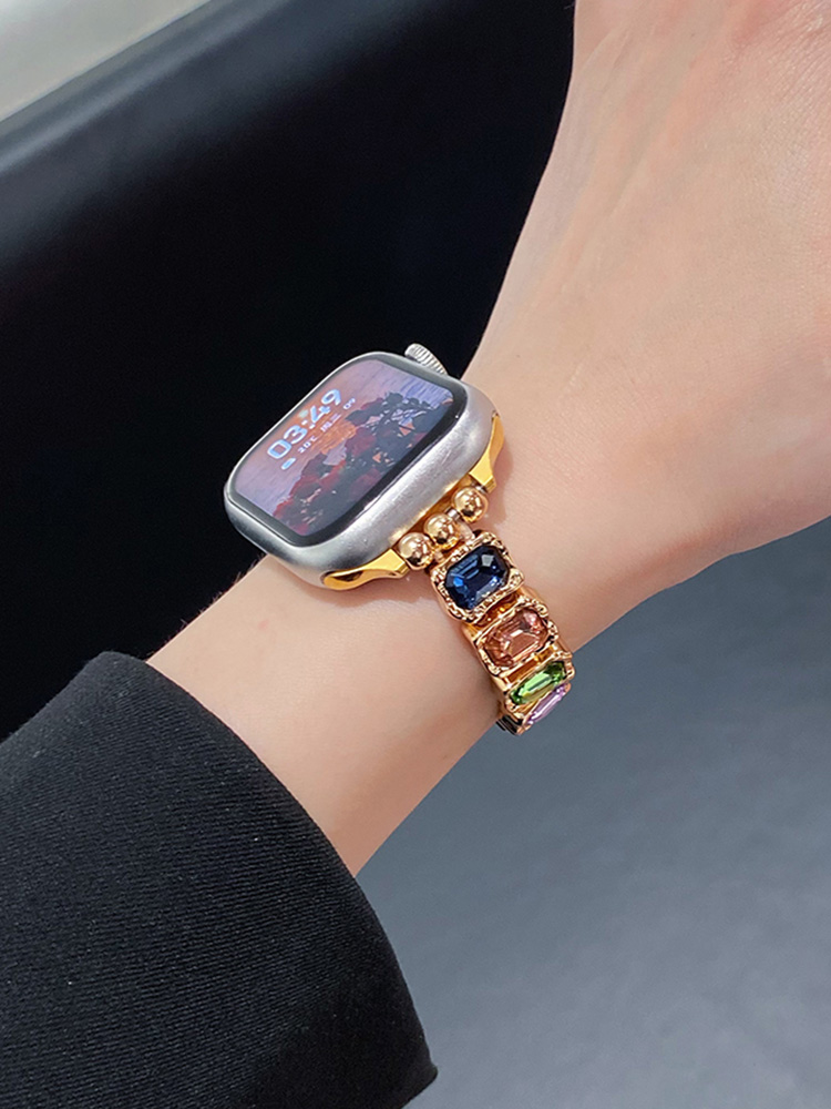 Colorful Square Diamonds Stainless Steel Band