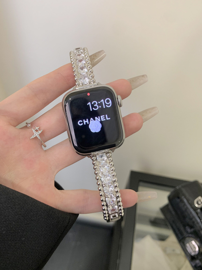 Double Row Beads Full Diamond Stainless Steel Band