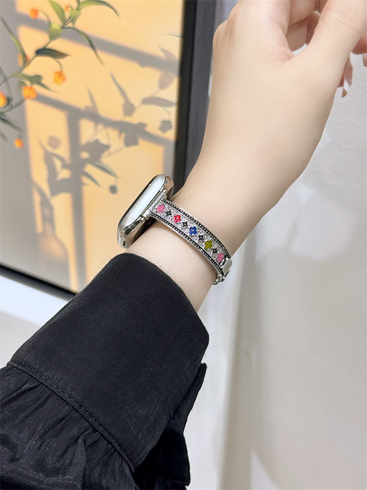 Colored Retro Pattern Bracelet Stainless Steel Band