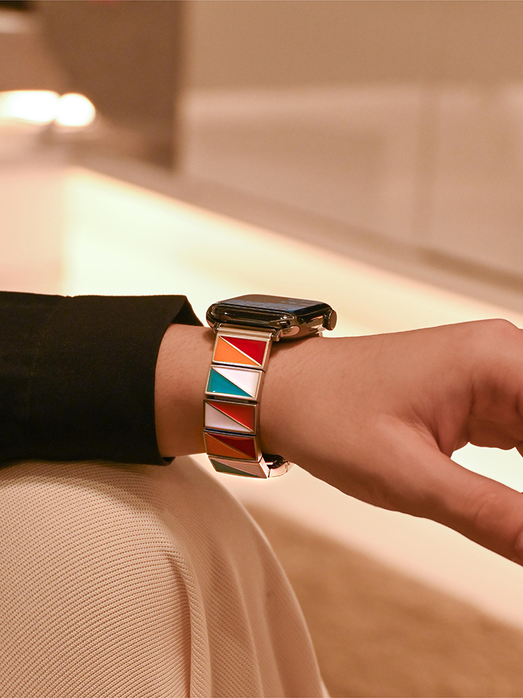 Multicolor Triangle Combination Stainless Steel Band