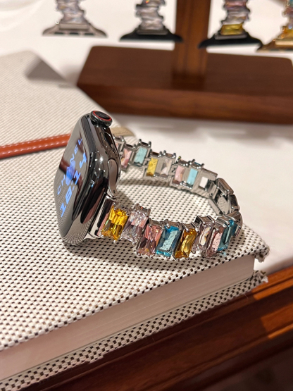 Irregular Colored Zircon Stainless Steel Band