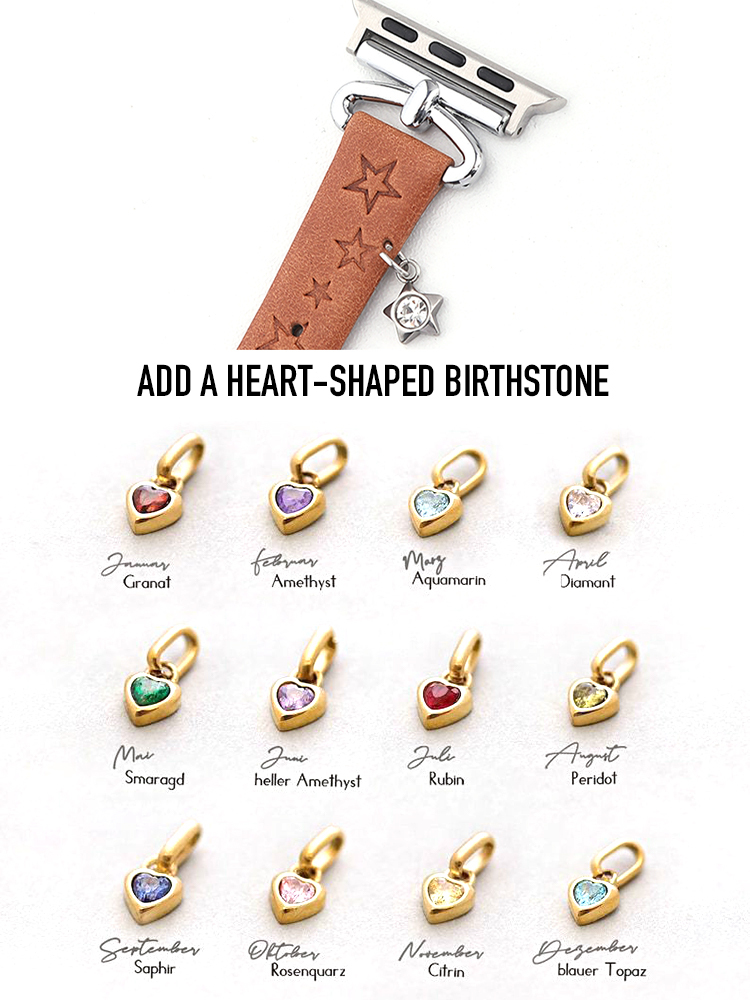 Star Print with Charm Leather Band for Apple Watch