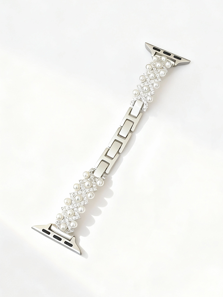 Pearls Cross-set with Diamonds Metal Band for Apple Watch - Tatanband