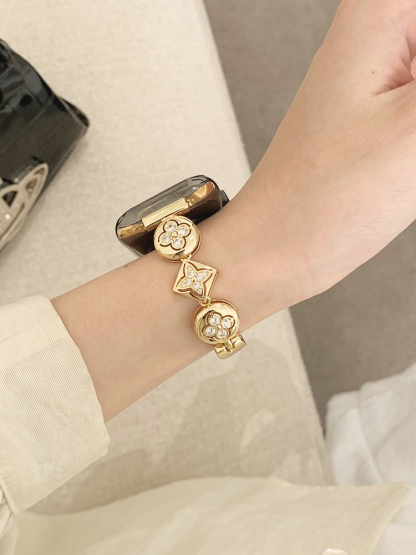 Retro Four-leaf Clover Diamonds Metal Band for Apple Watch