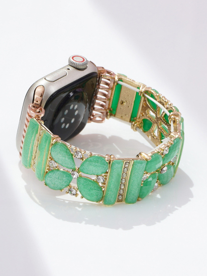 Green Floral Weave Resin Band for Apple Watch